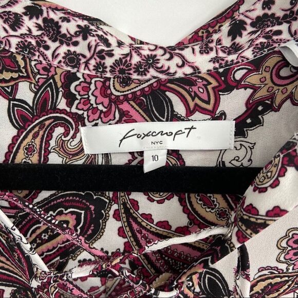 Foxcroft Felicity Whimsical Paisley Blouse Size 10 - Picture 5 of 16
